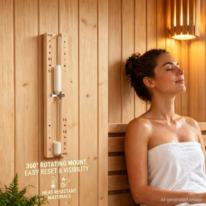 Sauna Sand Timer 15 Minute Wooden 360° Rotating Hourglass for SPA Home