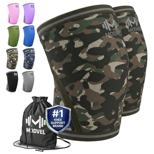 Modvel Strength 7mm Knee Sleeves (Pair) for Weightlifting & Powerlifting (USPA, IPL Approved) | High-Performance Knee Compression Support For Squats, Weight Lifting - Men and Women - color: Q ARMY/GREEN, size: Small
