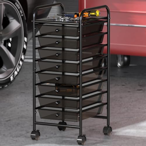 Simple Houseware 8 Drawers Rolling Utility Cart Art Craft Storage, Black - color: Black, size: 8 Drawers