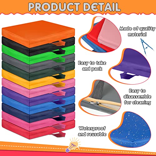 Timgle 25 Pcs Floor Cushions for Classroom 15 Inch Flexible Seating Bulk with Handles 1.6 Inch Thick Foam Floor Pillows Portable Seating for Home School Kindergarten Daycare Nursery Playroom(Square) - style: Square
