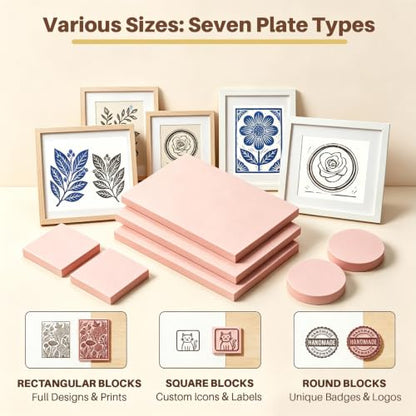 YIPLED 39-Piece Linoleum Carving Tools for Printmaking | Linocut Kit for Beginners – Stamp Carving Set with Lino Tools, Rubber Blocks, Inks & Manual for DIY Cards, Custom Stamp - color: kit-39
