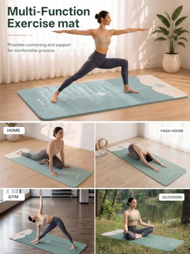 EaseUp Yoga Mat 73"x28"x0.4",10mm thick,Non Slip for Workout, Pilates - color: Green