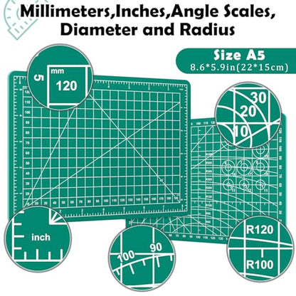 A5 Cutting Mat,8in x 6in Small Self Healing Sewing Mat Rotary Cutting Mat Double Sided Thickened Craft Cutting Board for Hobby Fabric Precision Sewing Modeling Quilting Projects,Green - color: Green, size: 8.7"L x 5.9"W