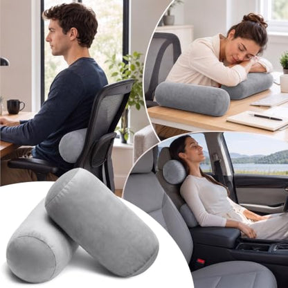 Fuutreo 2 Pcs Round Cylinder Bolster Pillow Roll Cooling Cervical Neck Roll Pillow Short Body Support for Head Neck Back Legs and Yoga Sofa Bed Travel Lounge and Home Decor 13 x 6 Inch