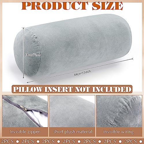 Newwiee 2 Pcs Neck Roll Pillow Case 17x7 Inch Cylinder Pillow Cover, Gray - color: Gray