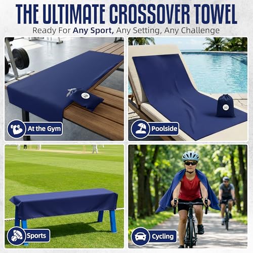 CHEEKY WINX Microfiber Gym Towel – Highly Absorbent Microfiber Sweat Towel, Quick-Dry Lightweight Design, Odour-Resistant Fabric, Matching Carry Bag, Navy Blue, Regular (90 x 50 cm) - color: Navy Blue, size: Regular