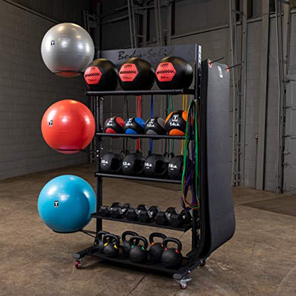 Body-Solid (GAR250) Compact Accessory Vertical Stand Rack for Organizing Medicine Balls, Slam Balls, Stability Balls, Kettlebells, Dumbbells, Jump Ropes, Foam Rollers, Yoga Mats and more