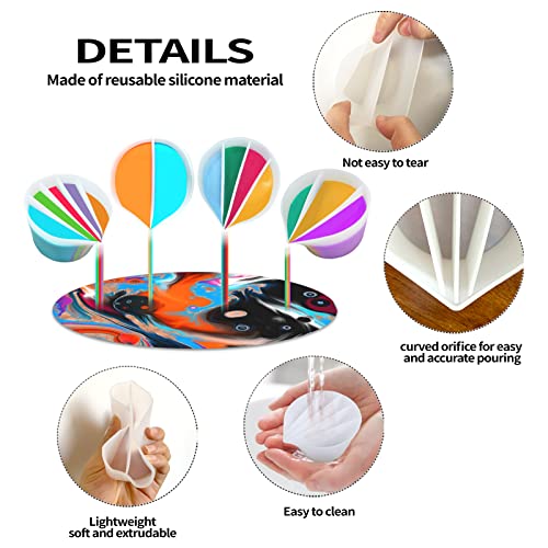 4 Pcs Split Cups for Paint Pouring with 2-5 Channels Resin molds Silicone Resin Mixing Cups Pour Painting Supplies Acrylic Paint Pouring DIY Making Drawing Accessories