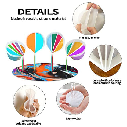 4 Pcs Split Cups for Paint Pouring with 2-5 Channels Resin molds Silicone Resin Mixing Cups Pour Painting Supplies Acrylic Paint Pouring DIY Making Drawing Accessories