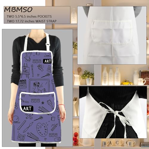 MBMSO Painting Artist Apron with Pockets Artist Painter Gifts Art Lover Gift for Art Teacher Student Painter Apron Waterproof - color: Art A-purple2