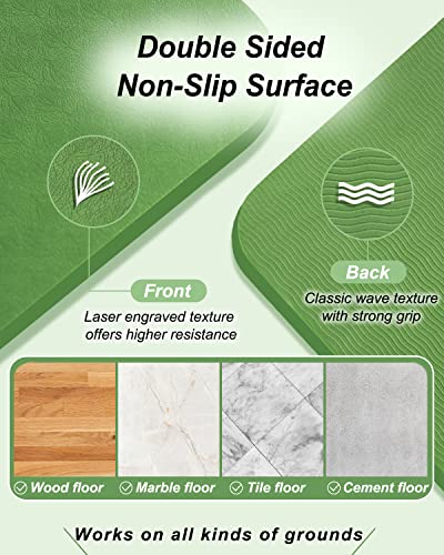 YR Large Exercise Mat 76"x35" 10mm Thick TPE Yoga Mat Non Slip | Workout mats, home gym, anti-tear, easy-to-clean, odor-less, excellent cushion, with yoga bag - color: Green