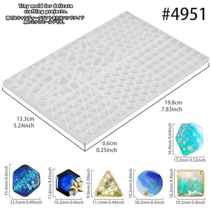 FUNSHOWCASE Cabochon Resin Mold Pack of 2 Mosaic Tile Epoxy Casting Jewelry Making - color: 358 Cavities 15 Designs