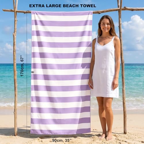 Your Choice Microfiber Beach Towel Sand-Free Quick Dry (67"x35"/60"x30") - color: D-lombok Lilac, size: Extra Large(67x35")