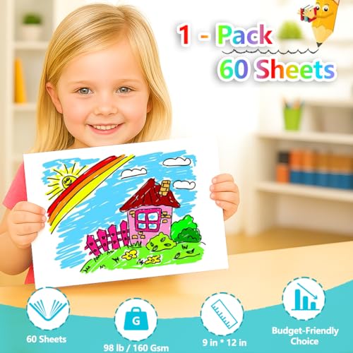Mixed Media Sketchbook 9"x12" Multimedia Sketchbook, 60 Sheets Sketch Book | Top Spiral Bound Sketch Book, 98lb/160gsm Mixed Media Paper, Watercolor Paper Sketch Pads for Drawing, Painting, Art Supplies - size: 9" x 12"(60 Sheets)