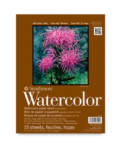 Strathmore 400 Series Tape Bound Watercolor Pad, 140 lb. Cold Press, 5.5 X 8.5 inches, White, 12 Sheets (298-103) - size: 5.5 x 8.5 inches, style: Tape Binding