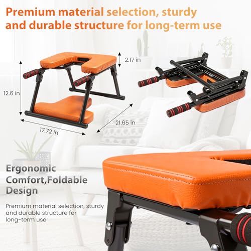 XUXQYoga Headstand Bench, Stand Yoga Chair for Balance Training, Core Strength Building, Upside Down Chair for Relaxation, Handstand Trainer Inversion Chair for Home Gym (Blue) - color: Orange
