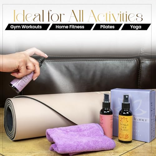 Combat Cleaner Yoga Mat Cleaner Spray Kit with Microfiber Towel, 3Pack
