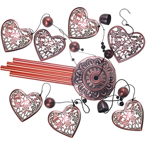 Garden Loving Heart Wind Chimes Outdoor Indoor Decor, Hand-Made Heart Musical Wind Chime, Mobile Wind Catcher Romantic Wind-Bell for for Home, Mom Gifts, Balcony, Festival, Tree, Garden Decoration