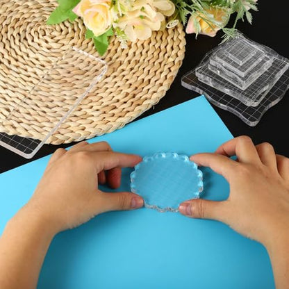 PATIKIL Acrylic Stamp Block, 15 Pack Stamping Block Square Shape with Grid Lines Decorative Mounting Blocks Set for Scrapbooking DIY Crafts Card Making, 1.22" x 1.22" - size: 1.22" x 1.22"