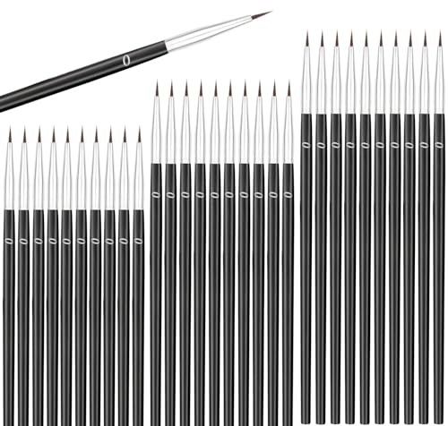 Anezus 30 Pcs Tiny Detail Paint Brushes #0 Fine Paint Brushes Set Liner Brush for Miniature 40k Model Crafts Watercolor Acrylics Oil - size: #0