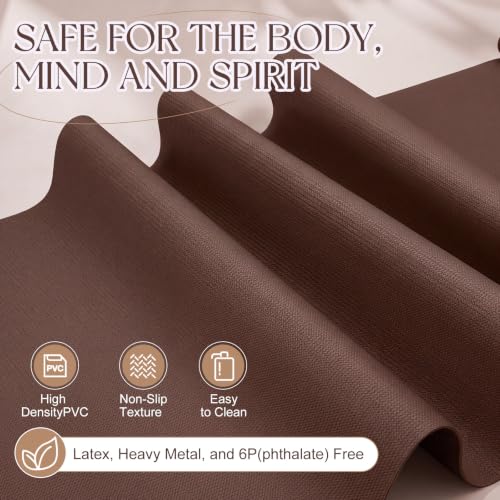 Funtery 3 mm Thin Yoga Mats Bulk, 68 x 24 in - color: Chocolate Brown