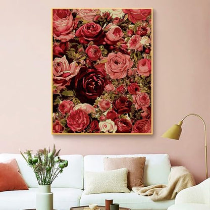 ZRIZQ Flowers Paint by Numbers Kit for Adults Beginner,Roses,16x20 | Full set with wooden brushes,rolled canvas,rich paints.Calming activity.Beginner friendly.Just open and paint. - color: 16"X20"Rolled Canvas(Without Frame)-Roses