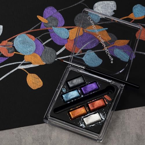 Creative Inspirations Professional Watercolor Paint Set 2 Pack - Compact Metallic Half Pan Travel Sets of 6 with Mini Brush - Highly Concentrated Watercolor Paint for Artists of All Skill Levels - color: Metallic, size: 6 Count (Pack of 2)
