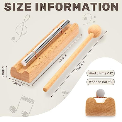 Boao 12 Pcs Meditation Chime, Mindfulness Teacher Hand Bell Chime Musical Percussion Instrument with Mallet Reminder Tools for Prayer Yoga Music Sound Gift
