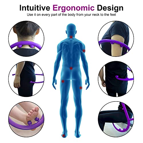 Shrdaepe Massage Trigger Point Cane, Muscle Release Tool Self Massage Hook Cane, Handheld Back, Neck, Shoulder, Leg and Feet Massager Rod, Body Deep Tissue Gifts for Men & Women, Purple - color: Purple