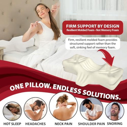 Therapeutica Ergonomic Cervical Pillow for Neck Pain Relief, Petite, WH - color: White, size: Petite