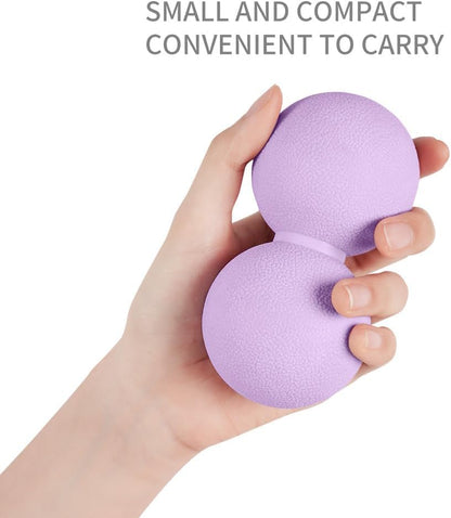 Double Lacrosse & Micro-Elastic Peanut Massage Ball - Myofascial Release Tool for Muscle, Back, Foot, and Physical Therapy, Mobility Roller for Acupressure and Relaxation (Purple) - color: Purple