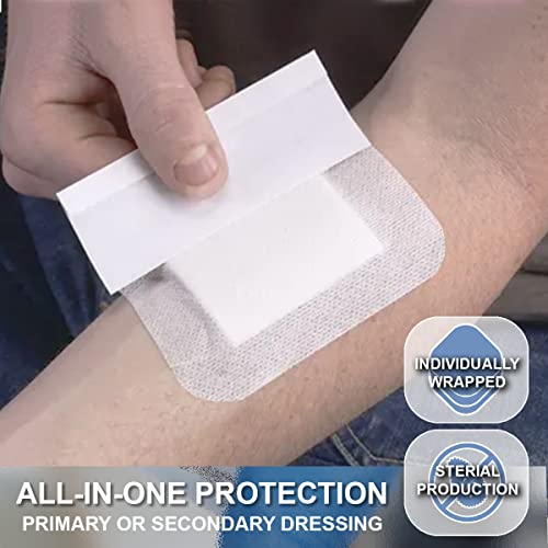 EVERLIT Island Dressing Bordered Gauze | Large Wound Care Bandage with Adhesive Border| Sterile, Soft & Highly Absorbent Medical Grade Dressing Pad (6x6 Inch (Pack of 90)) - size: 6x6 Inch (Pack of 90)