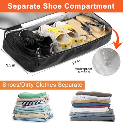 IBFUN Weekender Bags for Women, 21" Travel Duffle Bag with Shoe Compartment - color: D3-Black