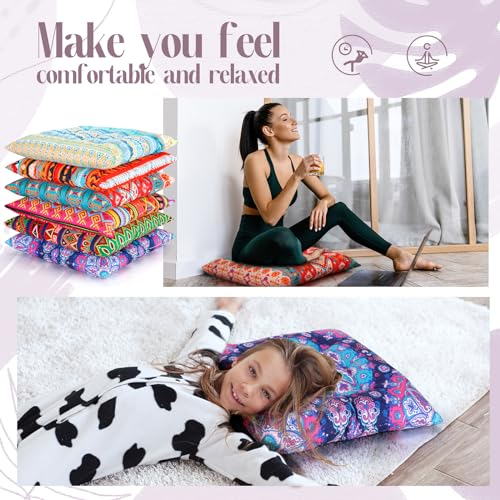 Menkxi 6 Pcs Bohemian Floor Pillows 15 Inch, Stylish - color: Stylish