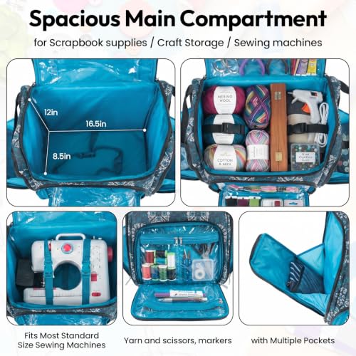 Handy Sandy Crafter’s Tote Bag Organizer, Storage Bag for Craft Supply, and Scrapbooking Carrier w/Handle and Wheels - color: Madrid Tile