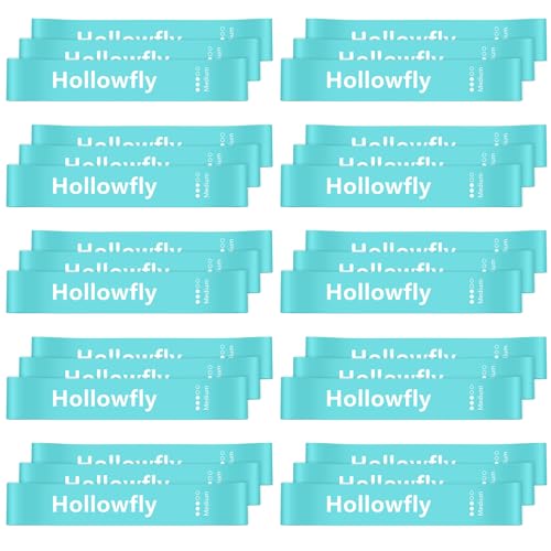 Hollowfly 30 Pcs Latex Resistance Bands Resistance Loop Exercise Band for Booty Workout Stretch Exercise Equipment Non Slip Elastic Band for Women Men Home Butt Hip Thigh Fitness Gym Yoga - color: Blue, size: Medium