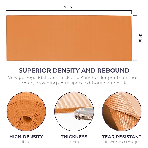 Voyage 5mm Studio Yoga Mats, 4 Pack, 72x24in - color: Orange