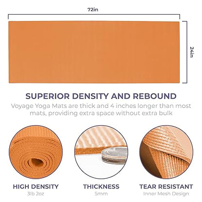 Voyage 5mm Studio Yoga Mats, 4 Pack, 72x24in - color: Orange