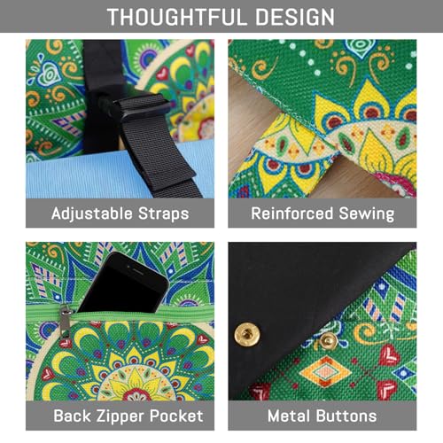 Mandala Yoga Mat Bag Large Yoga Bags and Carrier Fits All Your Stuff Yoga Tote Bags with Zipper Pocket Pilates Bag - color: Green