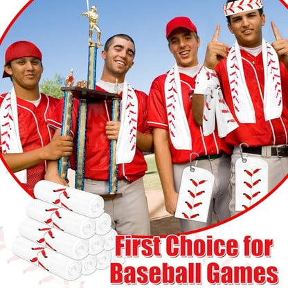Lonfliness 6Pcs Baseball Cooling Towels with Bags 38x12 in Breathable Chilly Microfiber Ice Towel Fast Drying Sport Team Gift for Player Coach Gym Workout Biking Running Yoga (Baseball) - color: White