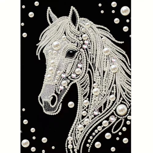GEMFAMILY 5D Diamond Art Pearl Painting Kits for Adults,Special Shape Diamond Painting Kits for Horse, DIY Plastic Pearl Painting Kit for Beginner Home Decor 12 × 16 inch - color: HL116
