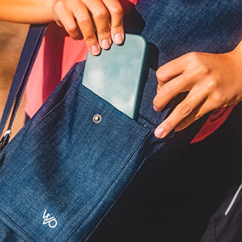 Open Road Goods Eco Friendly Yoga Mat Bag | Organic Yoga Bag For Extra Wide Mats | Yoga Mat Carrier for Men & Women: Full Zip, Adjustable Carry, Pockets, 100% Cotton Canvas - color: Denim