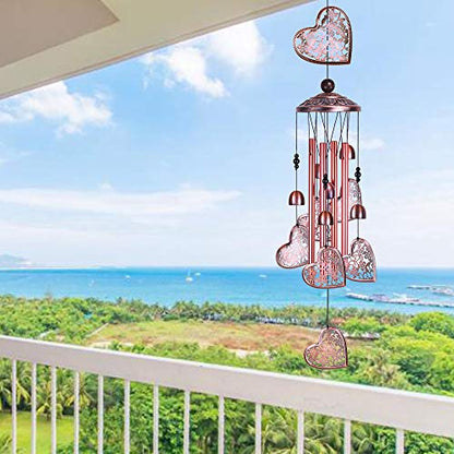 Garden Loving Heart Wind Chimes Outdoor Indoor Decor, Hand-Made Heart Musical Wind Chime, Mobile Wind Catcher Romantic Wind-Bell for for Home, Mom Gifts, Balcony, Festival, Tree, Garden Decoration