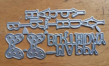 Letter Happy Birthday Thank You Mr&Mrs Best Wishes Happy Anniversary Heart Metal Cutting Dies Stencil DIY Scrapbooking Embossing Tool DIY Paper Cards Album Decoration (Happy Birthday) - style: Happy Birthday