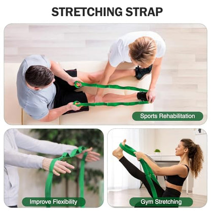 Stretching Strap Yoga Straps for Physical Therapy, 10 Loops Non-Elastic Stretch Band for Pilates, Flexibility, Exercise and Gymnastics