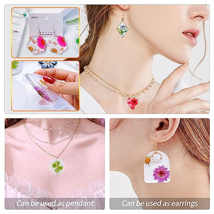 54 Pcs Epoxy Resin Jewelry Molds for Beginners, Moldes De Silicona para Resina for Earrings Pendants Necklaces Keychains Making, Variety Silicone Casting Mould with Hole for Boho Art Crafts - color: 54pcs Jewelry Molds