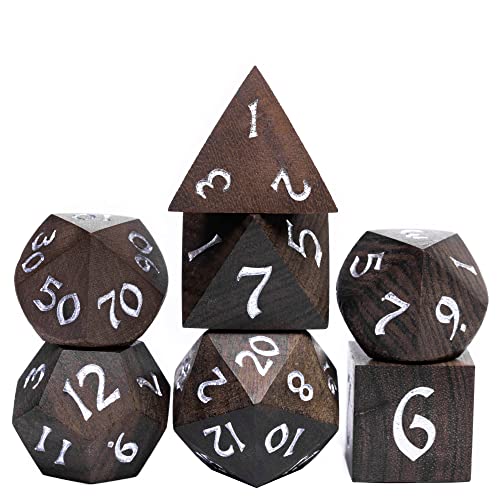 Wooden Dice Set Bubinga Wood DND Dice Set for D&D Tabletop Games - color: Bubinga Wood