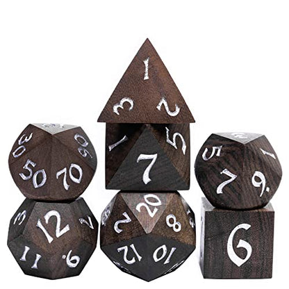 Wooden Dice Set Bubinga Wood DND Dice Set for D&D Tabletop Games - color: Bubinga Wood