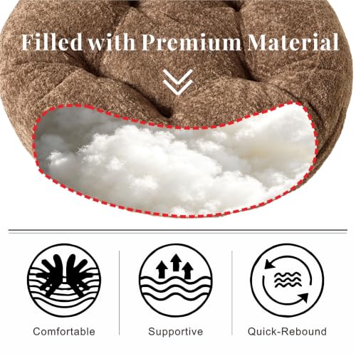 Floor Pillow, Large Meditation Sitting Cushion with Handle | for Tatami, Living Room, Yoga Use for Adults and Kids (1, Round, Brown, 22" x 22" x 6") - color: Round, Brown