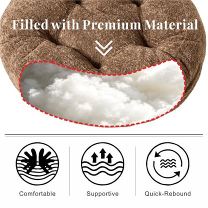 Floor Pillow, Large Meditation Sitting Cushion with Handle | for Tatami, Living Room, Yoga Use for Adults and Kids (1, Round, Brown, 22" x 22" x 6") - color: Round, Brown